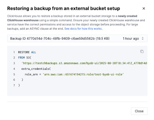 백업 복원에 사용되는 SQL 명령어 가져오기