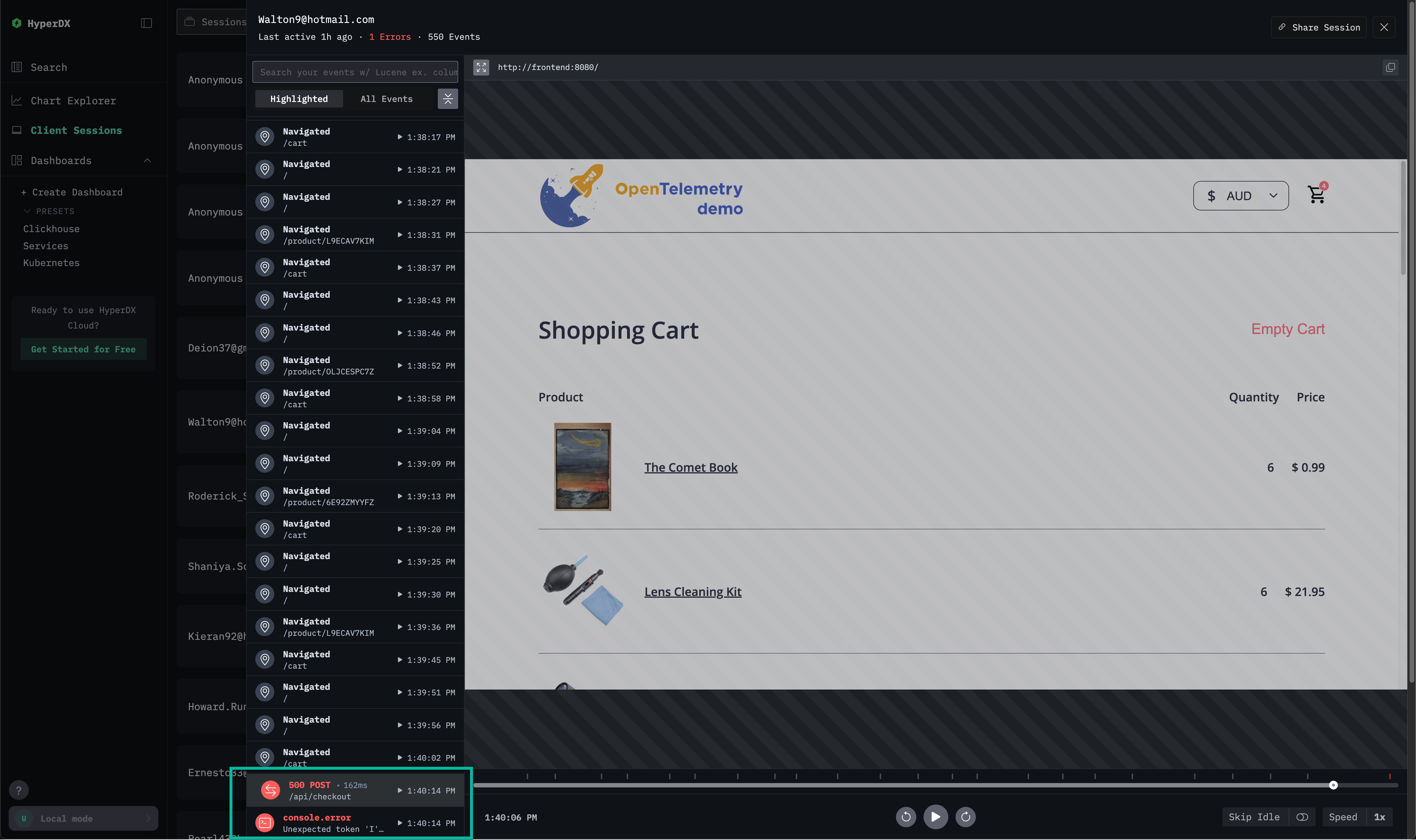 세션에서 오류가 발생했습니다